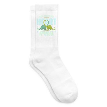 Du bringst mein Herz zum Klingen Paläontologe Dino - Tennissocken - Weiß - Rechts