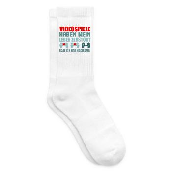 Videospiele Leben Zerstört Gamer Herzen Zocker - Tennissocken - Weiß - Rechts