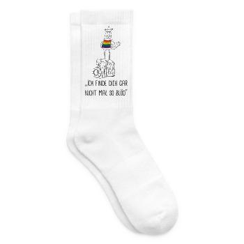 Möwe "Ich find dich gar nicht mal so blöd" - Tennissocken - Weiß - Rechts