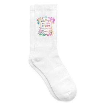 1989 Geburtstag Jahrgang Vintage Regenbogenfarben - Tennissocken - Weiß - Rechts