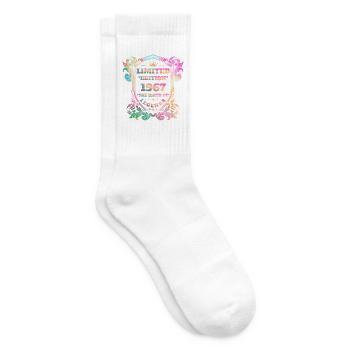 1967 Geburtstag Jahrgang Vintage Regenbogenfarben - Tennissocken - Weiß - Rechts