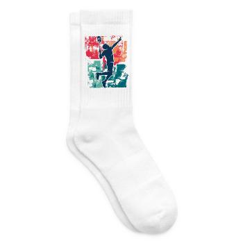 Badmintonspieler Vintage Badminton Spieler - Tennissocken - Weiß - Rechts