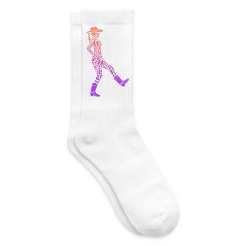 Line Dance Dancer Cowgirls Mädchen Linedance Damen - Tennissocken - Weiß - Rechts
