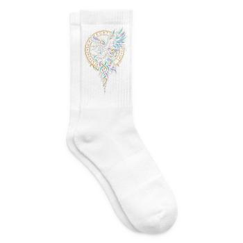 Der Rabe mit ausgebreiteten Schwingen im Runenring - Tennissocken - Weiß - Rechts