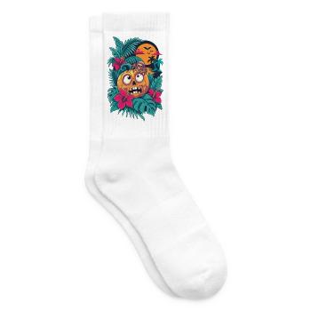 Skelett-Kürbis und tropischer Mond - Tennissocken - Weiß - Rechts