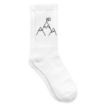 Schweizer Alpen mit Flagge im Kinderstil - Tennissocken - Weiß - Rechts