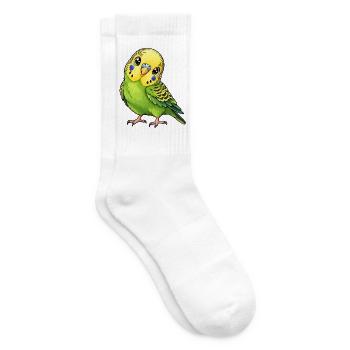 Grüner Wellensittich im Kawaii-Stil - Tennissocken - Weiß - Rechts