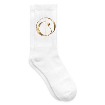 Business Elegance – Elegantes Gold-Emblem - Tennissocken - Weiß - Rechts