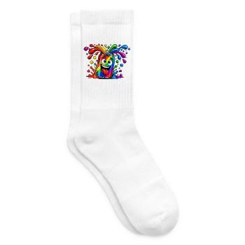 Regenbogen Dose Spaß - Tennissocken - Weiß - Rechts