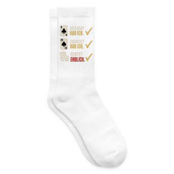 Achtzehn zwanzig Rente endlich – Skat Rentner - Tennissocken - Weiß - Rechts