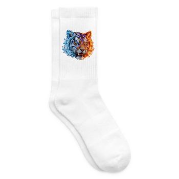 Feuer- und Eistiger – Fantasiekatze - Tennissocken - Weiß - Rechts