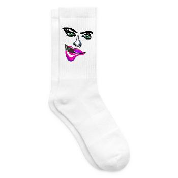 Pop-Art Neonlippen Gesicht - Tennissocken - Weiß - Rechts