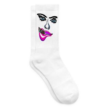 Neon Lippen Pop-Art Kuss - Tennissocken - Weiß - Rechts