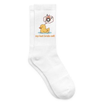 Meine letzte Gehirnzelle lustige Quietscheente - Tennissocken - Weiß - Rechts