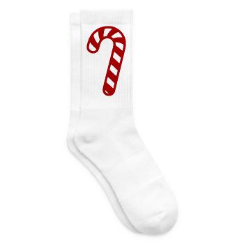 Zuckerstange Süßigkeiten Geschenk Weihnachten - Tennissocken - Weiß - Rechts