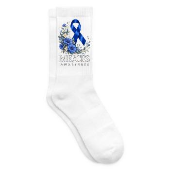 ME/CFS Awareness Blaue Schleife Blumen Solidarität - Tennissocken - Weiß - Rechts