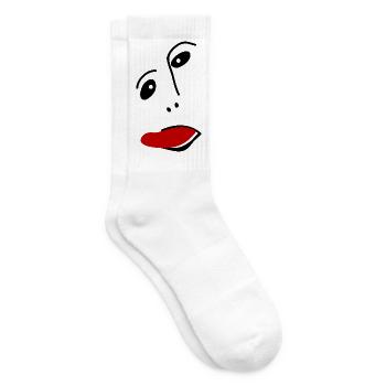 Ecce Homo streckt die Zunge heraus - Tennissocken - Weiß - Rechts