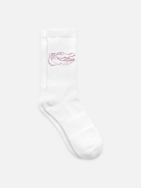 Neon Krokodil-Umriss auf Schwarz - Tennissocken - Weiß