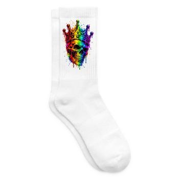 Königskrone Regenbogen Totenkopf - Tennissocken - Weiß - Rechts