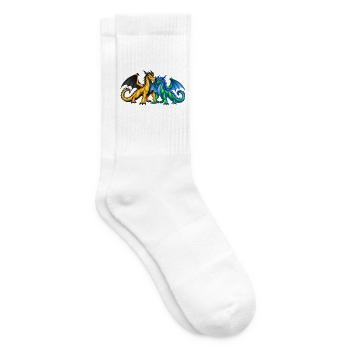 Drachenpaar in Liebe – Romantische Fantasy Drachen - Tennissocken - Weiß - Rechts