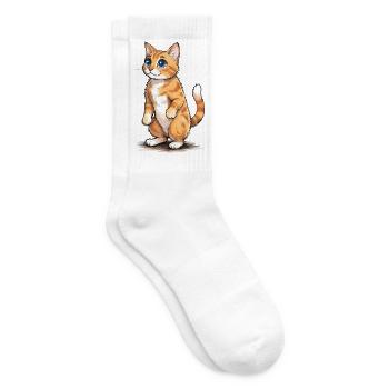 Wasserfarben Kätzchen Blick - Tennissocken - Weiß - Rechts