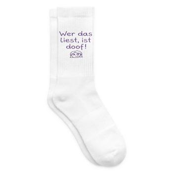 Wer das liest, ist doof! – Kinderschrift Spruch - Tennissocken - Weiß - Rechts