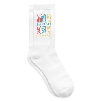 Karibik Ich Komme Urlaub Reise Fernweh Palmen - Tennissocken - Weiß - Rechts
