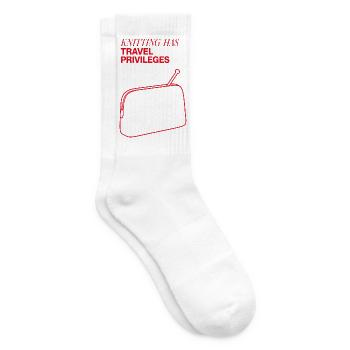 Stricken – Knitting Has Travel Privileges - Tennissocken - Weiß - Rechts