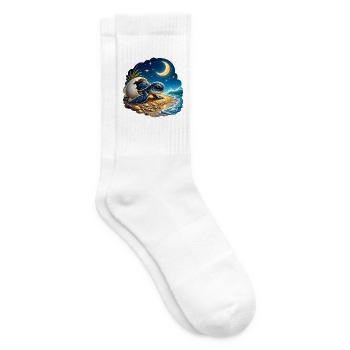 Kleine Schildkröte Baby Meer Strand Kinder T-Shirt - Tennissocken - Weiß - Rechts