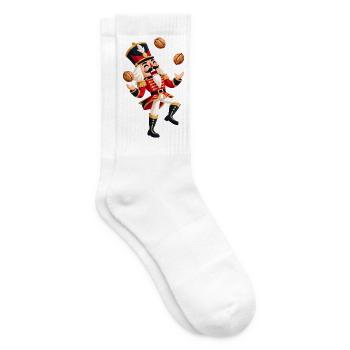 Fröhlicher Nussknacker jongliert mit Walnüssen  - Tennissocken - Weiß - Rechts