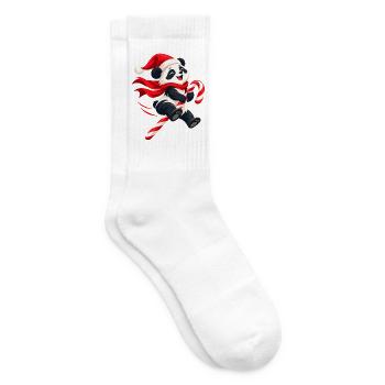 Weihnachtlicher Panda mit Zuckerstange - Tennissocken - Weiß - Rechts