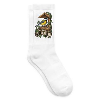 Kohlmeise - Besuch am Futterplatz Vogel - Tennissocken - Weiß - Rechts