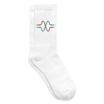 Zwei Klinkenkabel zeichnen eine Stereo-Sinuswelle - Tennissocken - Weiß - Rechts