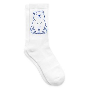 Blauer Bär Linienbild - Tennissocken - Weiß - Rechts