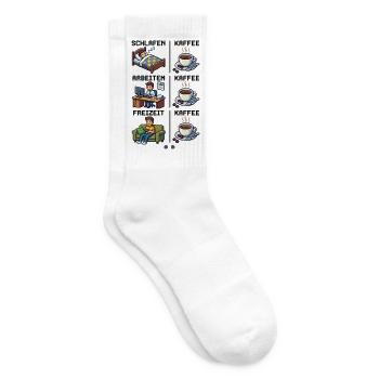 Schlafen-_Kaffee-_Arbeiten-_Kaffee-_Freizeit-_K - Tennissocken - Weiß - Rechts