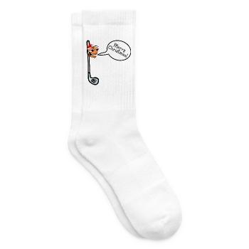 Frohe Weihnachten Golf - Tennissocken - Weiß - Rechts
