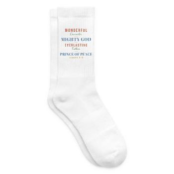 Wonderful Counselor Mighty God – Isaiah 9:6 - Tennissocken - Weiß - Rechts