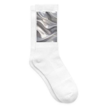 Metallischer Satinfluss in Silber - Tennissocken - Weiß - Rechts