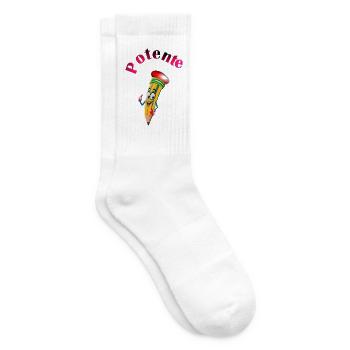 Powerful Pencil – Cartoon-Design für Wasserliebhaber - Tennissocken - Weiß - Rechts