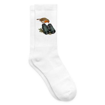 Perspektivwechsel – Rotkehlchen am Fernglas - Tennissocken - Weiß - Rechts