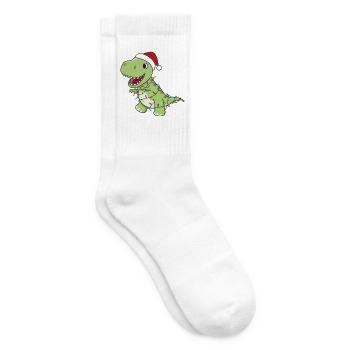 Dinosaurier Weihnachten Schnee Winter T-Rex Dino - Tennissocken - Weiß - Rechts