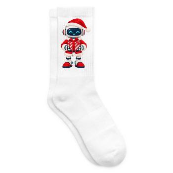 Weihnachtsroboter mit Geschenk - Tennissocken - Weiß - Rechts