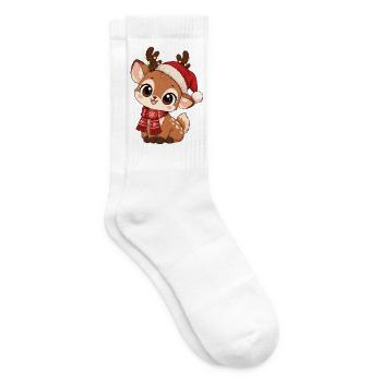Süßer Elch mit Weihnachtsmütze - Tennissocken - Weiß - Rechts