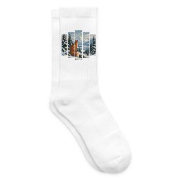 Fuchs im Winterwald - Verschneite Berglandschaft - Tennissocken - Weiß - Rechts