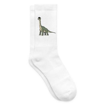Dino mit Doktorhut - Tennissocken - Weiß - Rechts