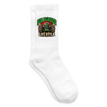 Farmer Life Style Traktor-Grafik - Tennissocken - Weiß - Rechts