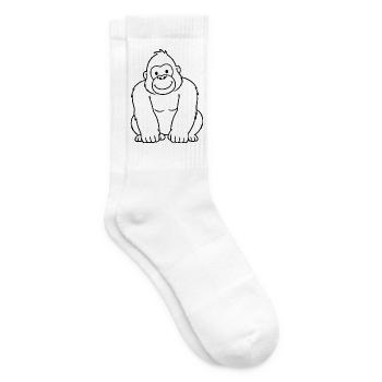 Gorilla Konturzeichnung - Tennissocken - Weiß - Rechts