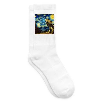 Bearded Dragon Lizard Starry Night Bartagame - Tennissocken - Weiß - Rechts