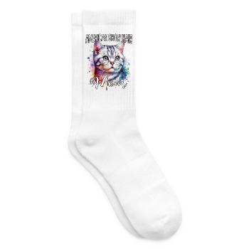 American Shorthair Mom Katze - Tennissocken - Weiß - Rechts
