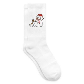 Jack Russell klaut Schneemann den Stockarm - Tennissocken - Weiß - Rechts